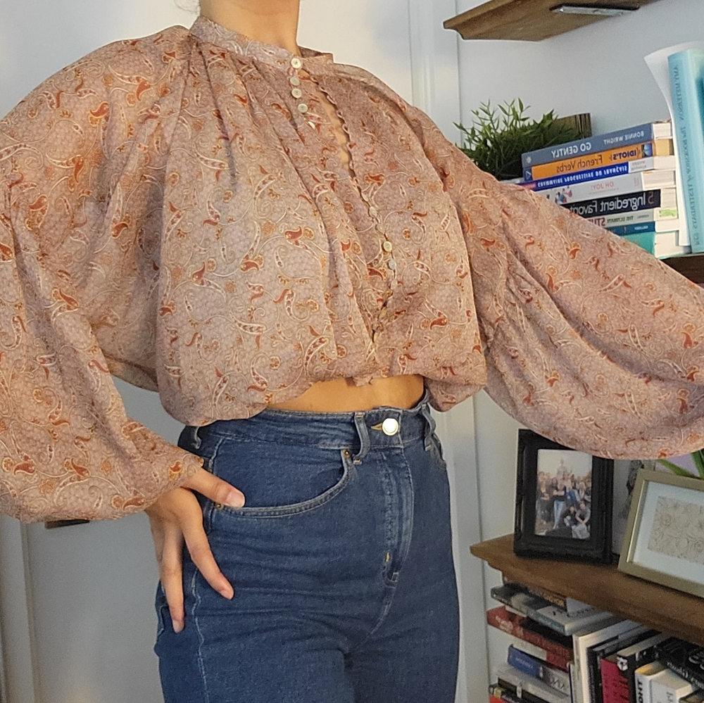Crop Peasant Blouse